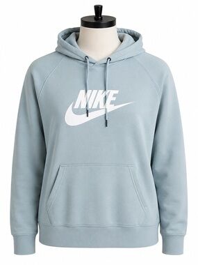 Nike Women’s Pale Blue Pullover Hoodie with White Swoosh XL